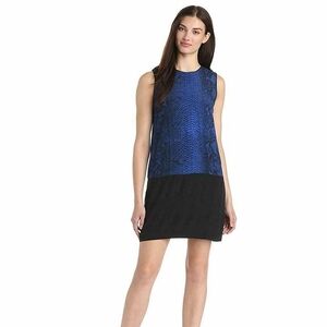 Rebecca Taylor Blue and Black Sleeveless Pytyon Print Dress Sz 10